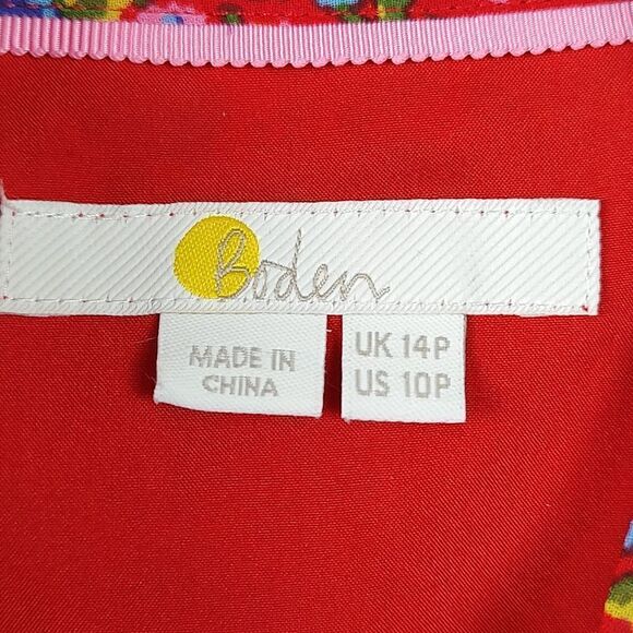 Boden Red Floral Imogen Georgette Long Sleeve Dress Size 10P - Picture 2 of 13